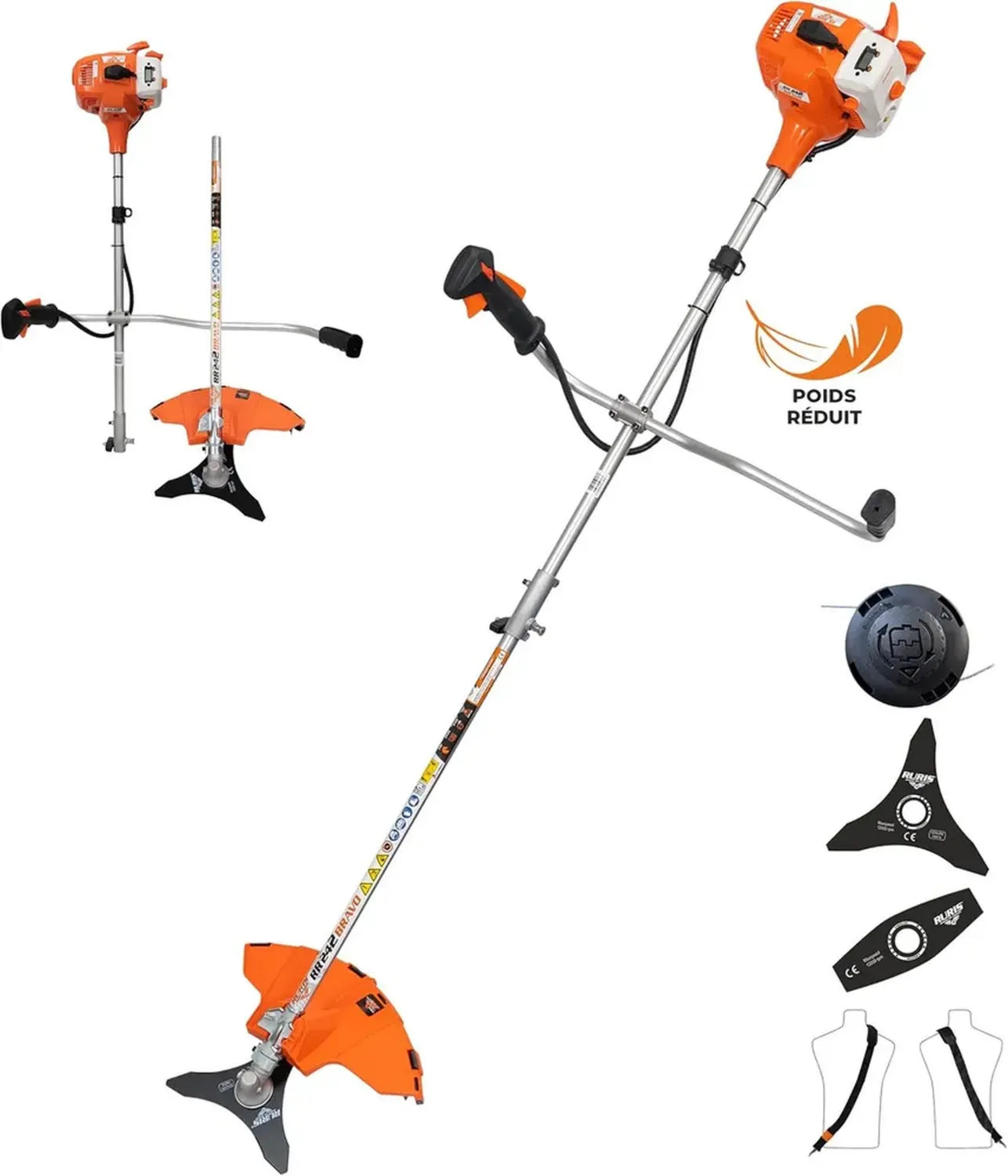 Débroussailleuse Thermique RURIS Rr242Bravo 1 CV, Orange