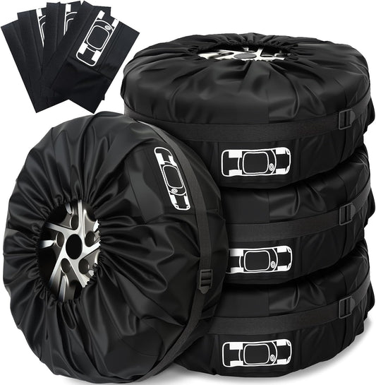 Housses de rangement pour pneus – protection UV, résistant à l'eau, Lot de 4, 19-23 pouces, 80 cm, noir